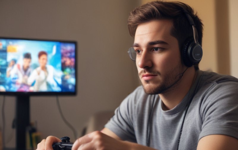 man playing games online
